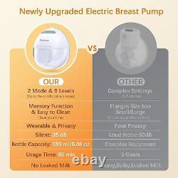 2 PCS Wearable Electric Breast Pump Breastfeeding Hands Free Wireless Portable