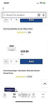 Elvie silent wearable single electric breast pump with Elvie Catch and 5 Bottles