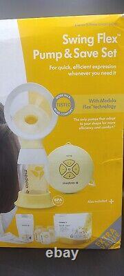 Medela Swing Flex Electric Breast Pump & Save Set 2-Phase 4x Bootles + Bags NEW