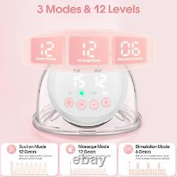 Wearable Breast Pump Electric, 2023 Advanced 12 Levels & 3 Modes Leak-Proof